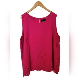 Cynthia Rowley Pink fuschia crew Neck Sleeveless Tank Blouse 3X cut out